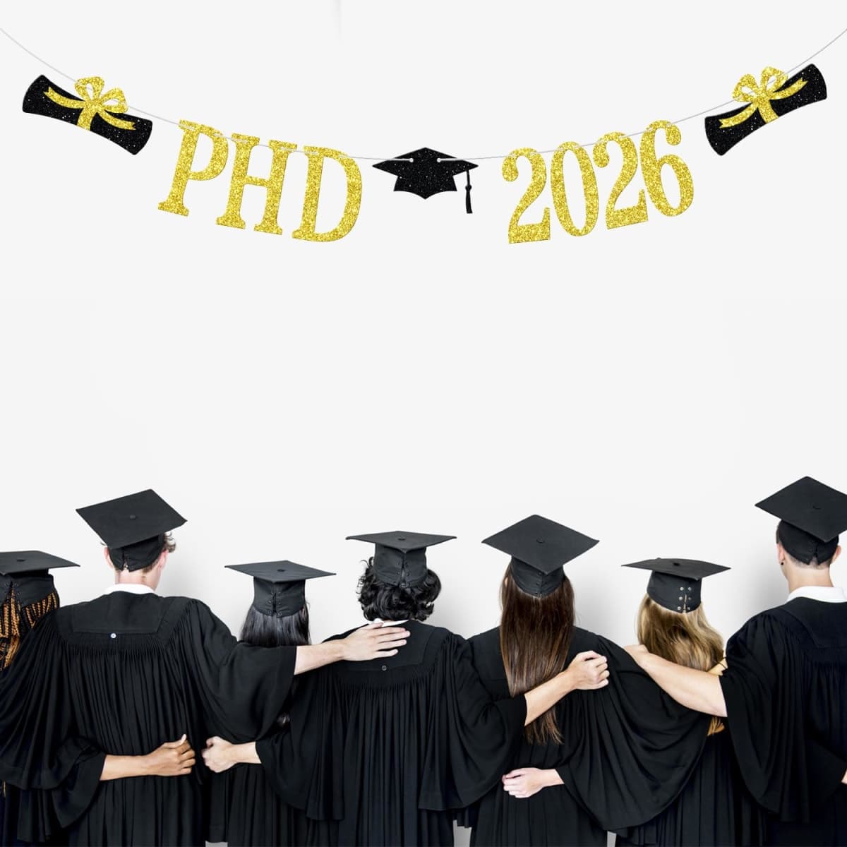 PHD Banner, Class of 2025 PHD Graduation Decorations, Congrats PHD, Doctor Degree Graduation Party Decorations Gold Glitter thumbnail 5