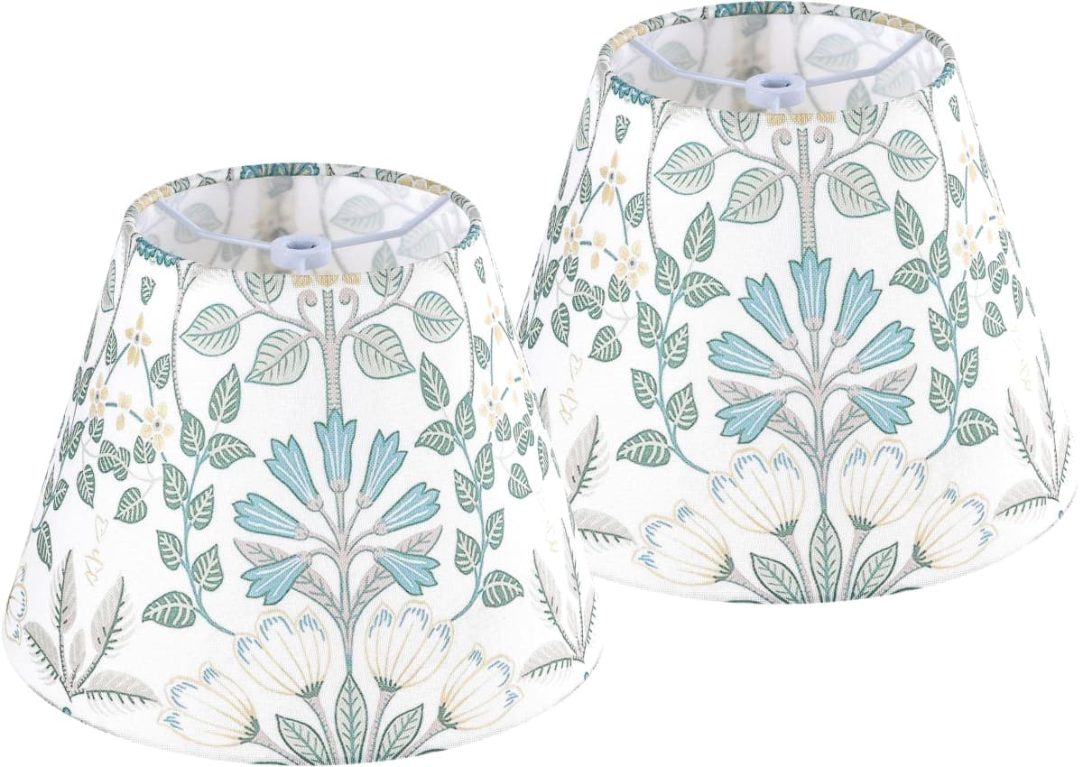 GO&SO Small Printed Floral Lamp Shades Set of 2,5"×9"×6.4" Art Decor Shade — image 1