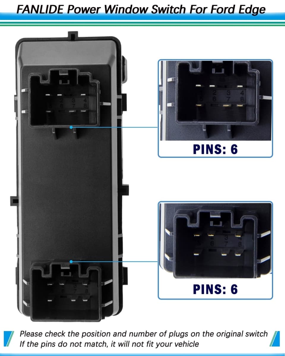 Master Power Window Switch Compatible with 2011 2012 2013 2014 Ford Edge 2.0L 3.5L 3.7L, FANLIDE Front Left Driver Side Electric Window Control Switch Replace BT4Z14529AA 901-219 thumbnail 4
