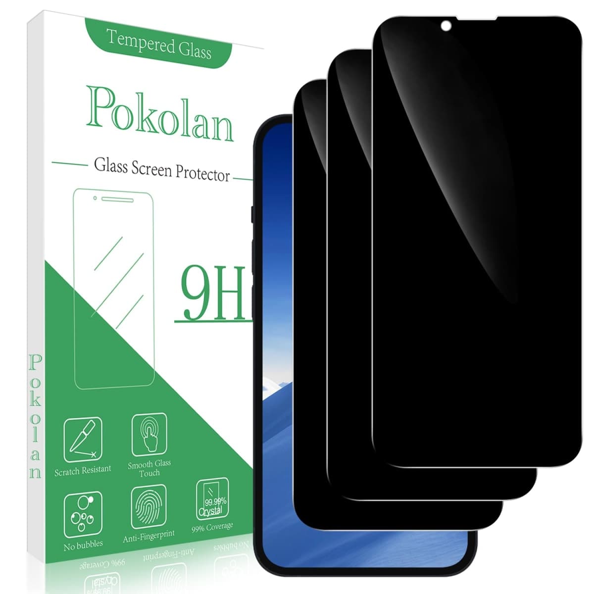 Pokolan [3-Pack Privacy Screen Protector for iPhone 14 Plus/iPhone 13 Pro Max, Anti Spy Tempered Glass Film, Full Coverage, Anti-Scratch, Bubble Free, Case Friendly — image 1