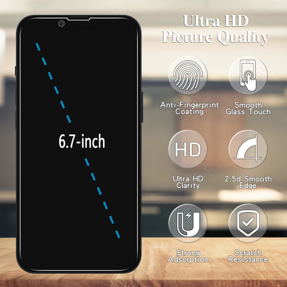 Pokolan [3-Pack Privacy Screen Protector for iPhone 14 Plus/iPhone 13 Pro Max, Anti Spy Tempered Glass Film, Full Coverage, Anti-Scratch, Bubble Free, Case Friendly thumbnail 2