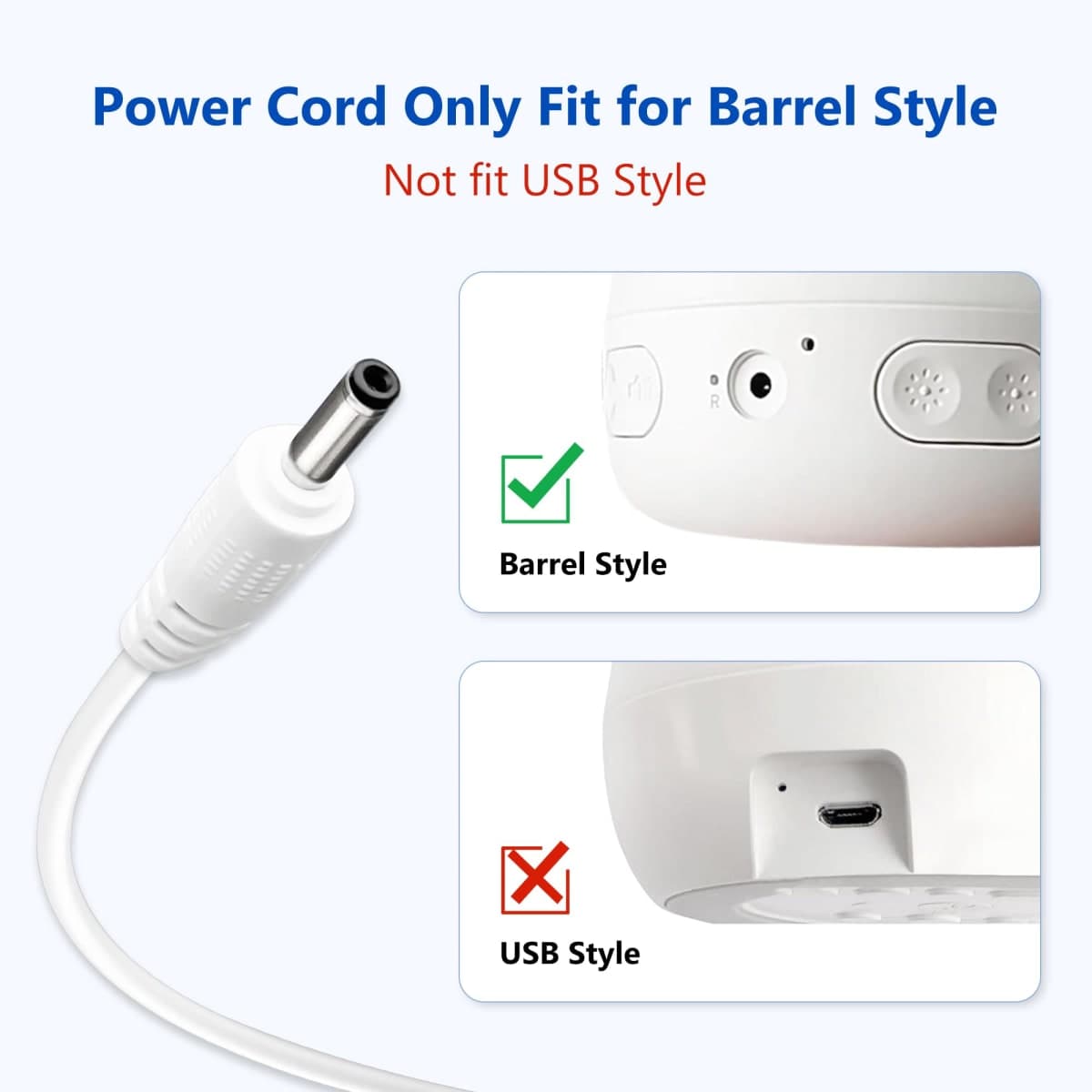 5V Power Adapter Cord for Hatch Baby Rest, Rest+, and Rest Mini Sound Machines, Night Lights, and Sleep Trainers, Barrel Style Plug, Replacement Charger with 6.56ft Cable thumbnail 3