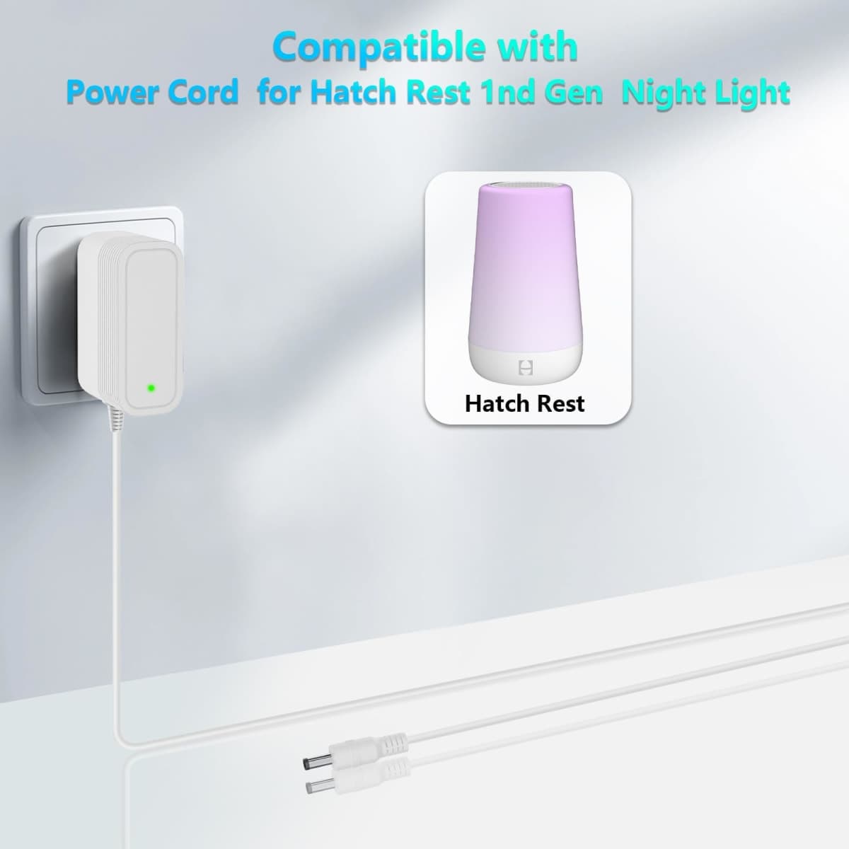 Power Cord Replacement for Hatch Baby Rest Sound Machine Night Light, Barrel Style 5V 1A AC Supply Adapter Cable 5.9ft White (UL Listed Power Supply) thumbnail 2