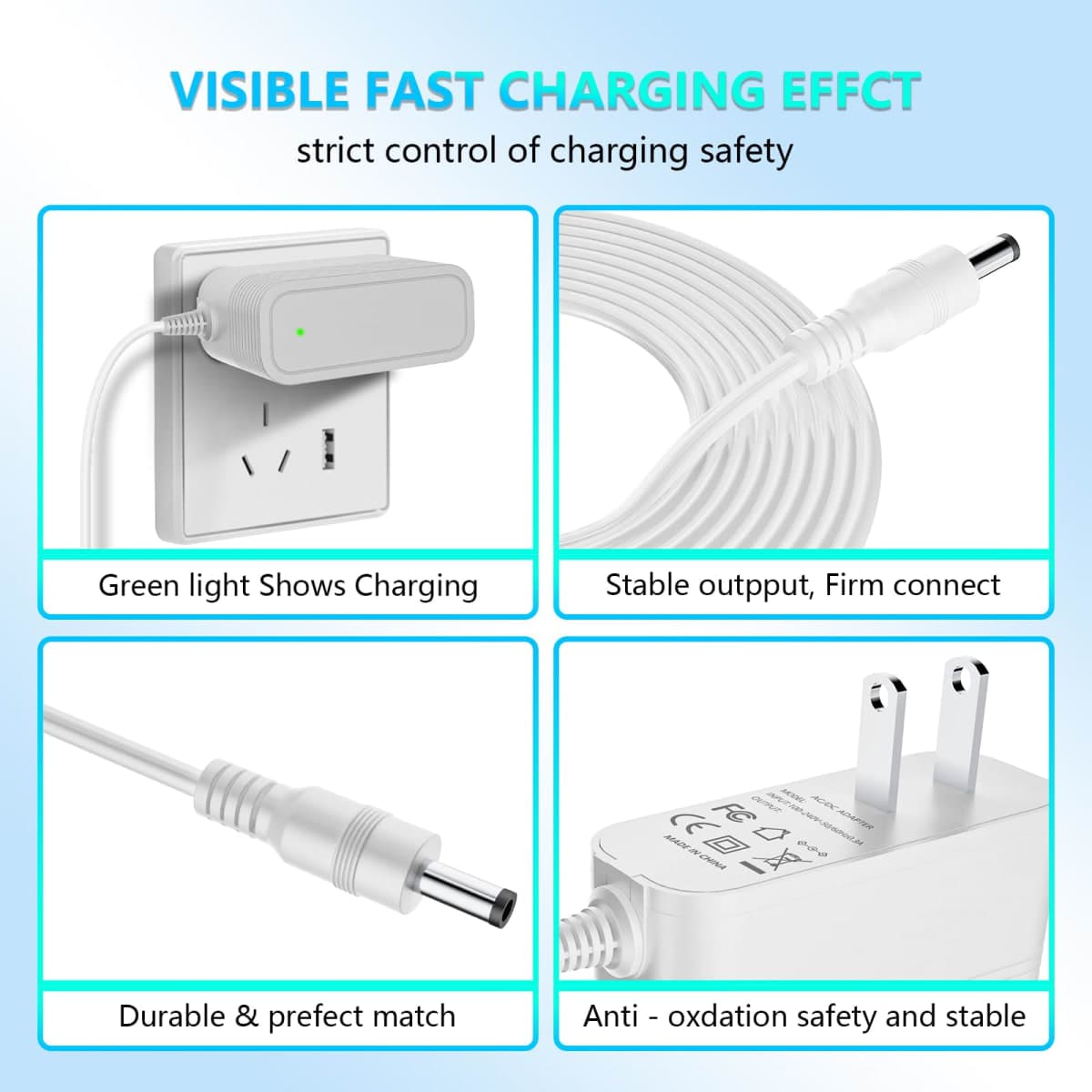 Power Cord Replacement for Hatch Baby Rest Sound Machine Night Light, Barrel Style 5V 1A AC Supply Adapter Cable 5.9ft White (UL Listed Power Supply) thumbnail 3