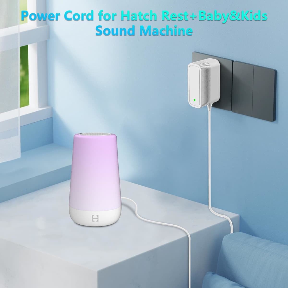 Power Cord Replacement for Hatch Baby Rest Sound Machine Night Light, Barrel Style 5V 1A AC Supply Adapter Cable 5.9ft White (UL Listed Power Supply) thumbnail 4