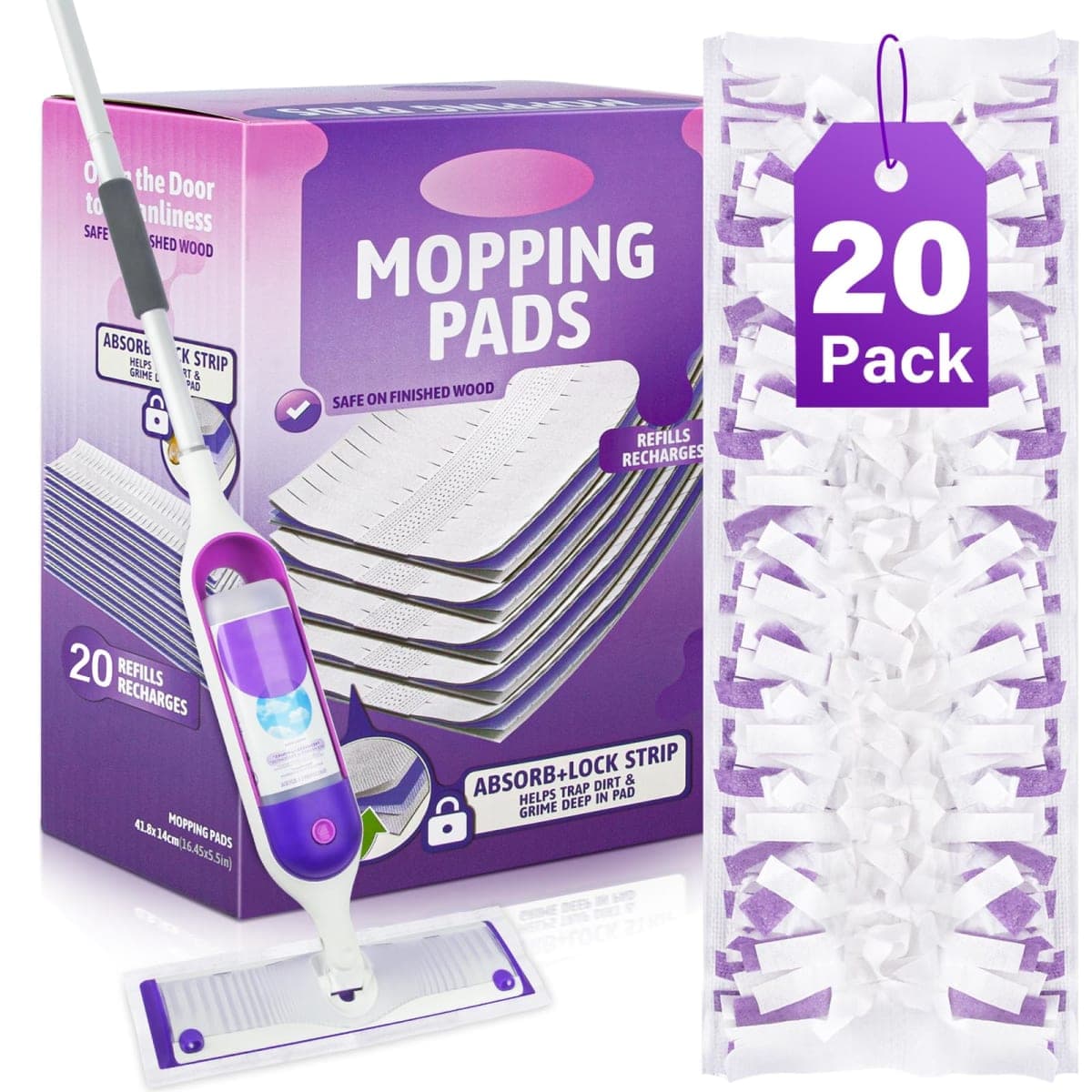 Disposable Mop Pads Refills for Swiffer Powermop: 20 Pcs Wet Dry Pad for Multi-Surface Floor Cleaning - Mopping Replacement for Tile Hardwood - Sweeping Cloths for Home Kichen — image 1