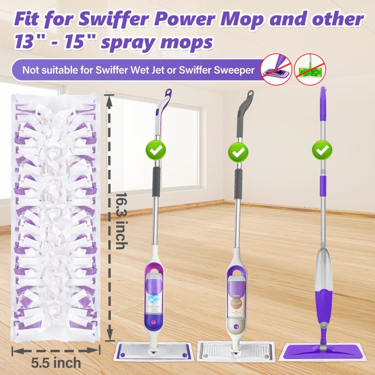 Disposable Mop Pads Refills for Swiffer Powermop: 20 Pcs Wet Dry Pad for Multi-Surface Floor Cleaning - Mopping Replacement for Tile Hardwood - Sweeping Cloths for Home Kichen thumbnail 2