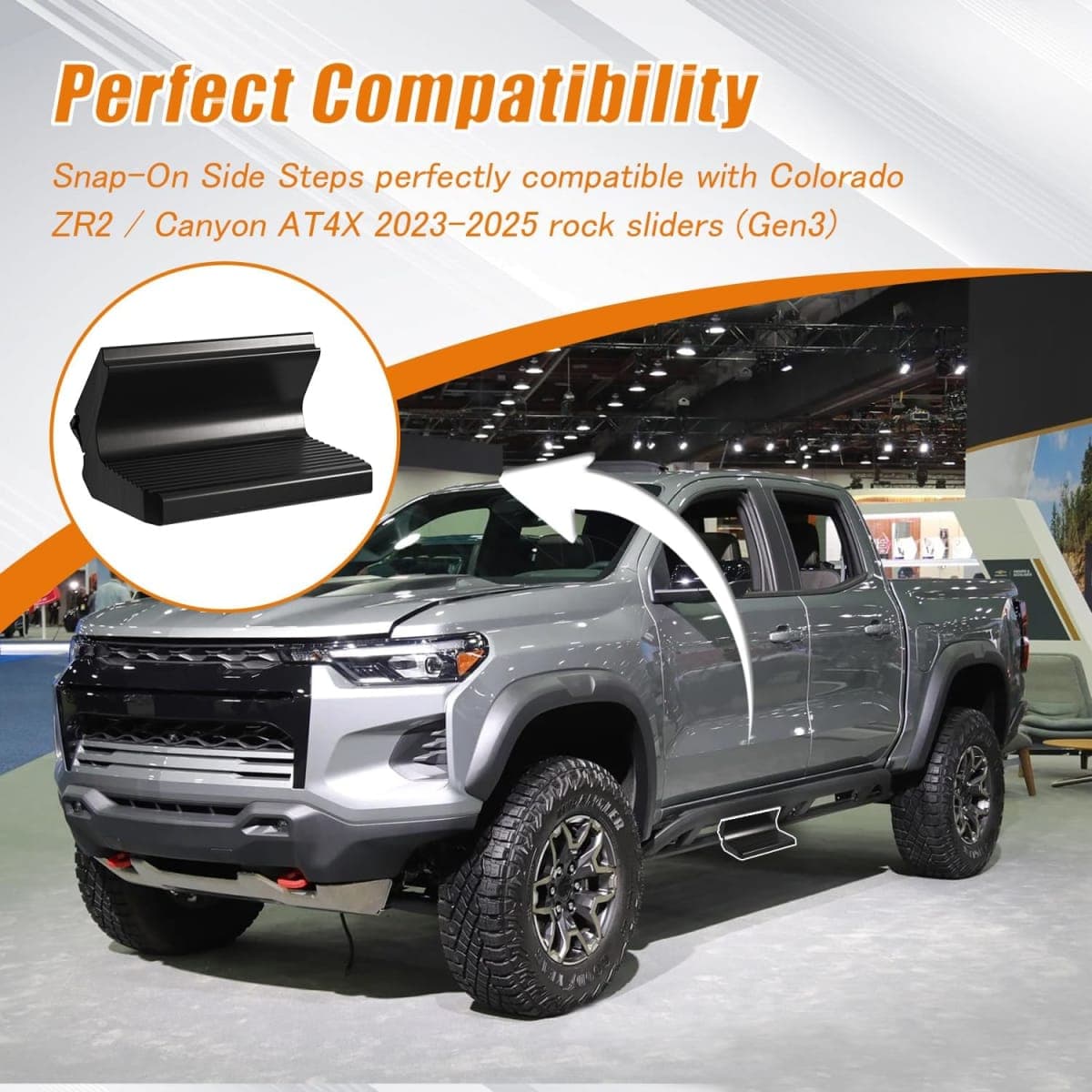 Upgraded 2Pcs Snap-On Side Steps Compatible with Colorado ZR2 Gen3 (2023-2025) / Canyon AT4X Rock Sliders, No Tools Required thumbnail 2