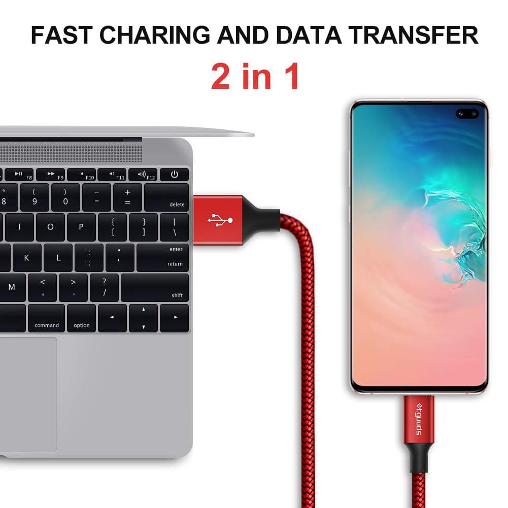 etguuds Red Long USB C Cable 10ft, 2-Pack USB A to USB Type C Charging Cable Fast Charge Braided Data Cord for Samsung Galaxy S24 S23 S22 S21 S20, for iPhone 17 16 15 Pro Max Plus/Air thumbnail 4