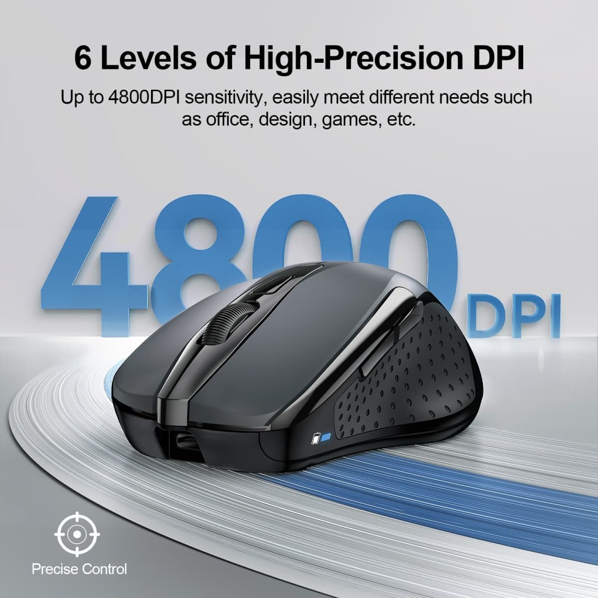TECKNET Wireless Mouse (BT5.0/3.0 & 2.4G) Rechargeable 4800 DPI Silent 6 Button Bluetooth & USB A Mouse - Wide Compatibility thumbnail 5