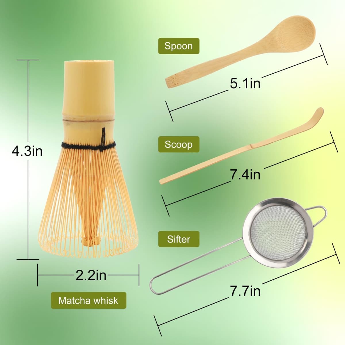 Maredash Bamboo Matcha Whisk Set, Natural, 1 Inch, Chasen Matcha Stirrer thumbnail 2