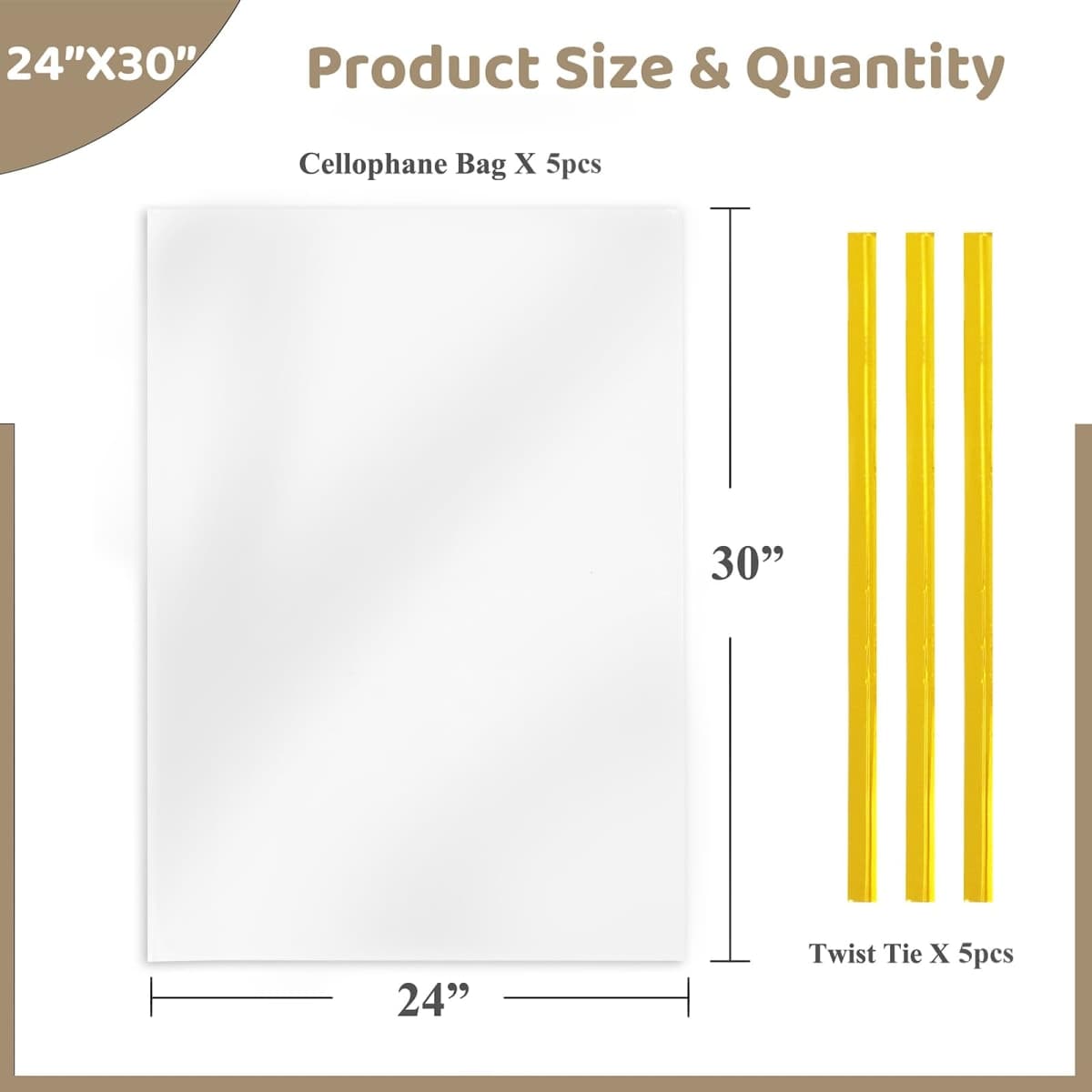 WIKDAY Clear Gift Bags 5 PCS 24x30 Inches Large Cellophane Wrap for Gift Baskets Wrapping Plastic with Ties for Gift Giving, Packaging Products thumbnail 3