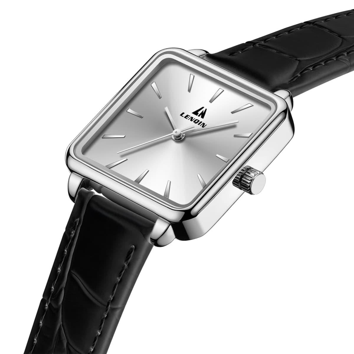 LN LENQIN Womens Watches Ladies Quartz Analog Watches 30m Waterproof Ladies Watch Womens Fashion Watch with Time-Date Function/Microfiber Straps (Black-Silver-White) thumbnail 3