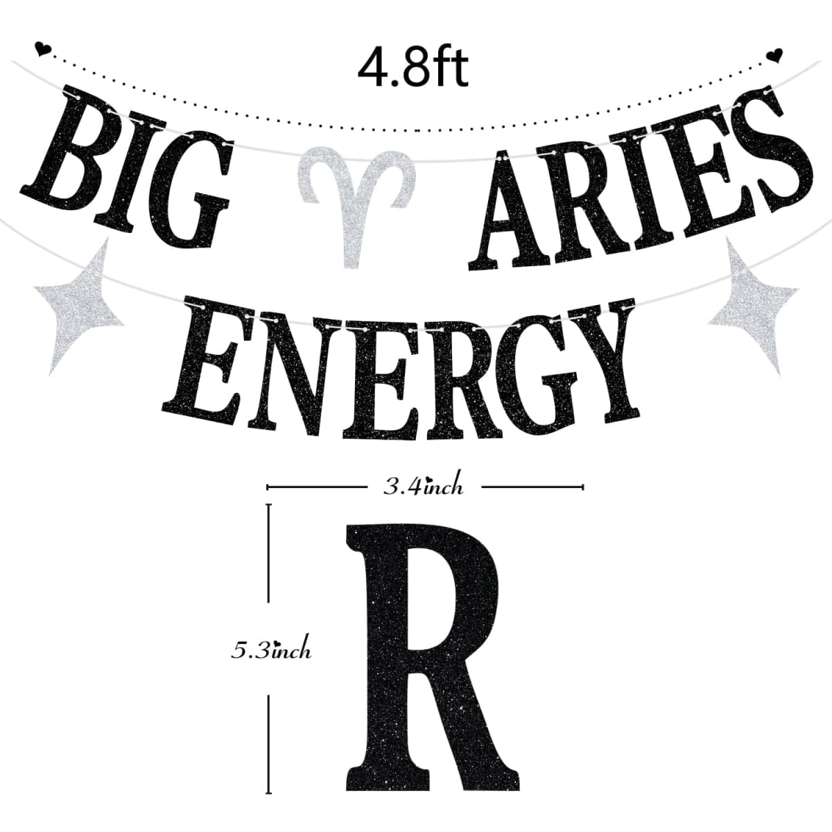 Big Aries Energy Banner, Aries Baddie, Aries Birthday Bunting Sign, 12 Constellation Zodiac Birthday Party Decorations thumbnail 5