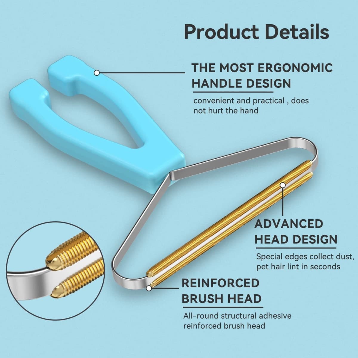 Pet Hair Remover, Dog and Cat Hair Remover, Wool Hair Remover, Carpet Rake for Pet Hair Removal, Carpet Rake, Pile Brush, Hand Shaver for Carpets, Car Cushions, Sofas, Pet Beds, Furniture & Rug thumbnail 2