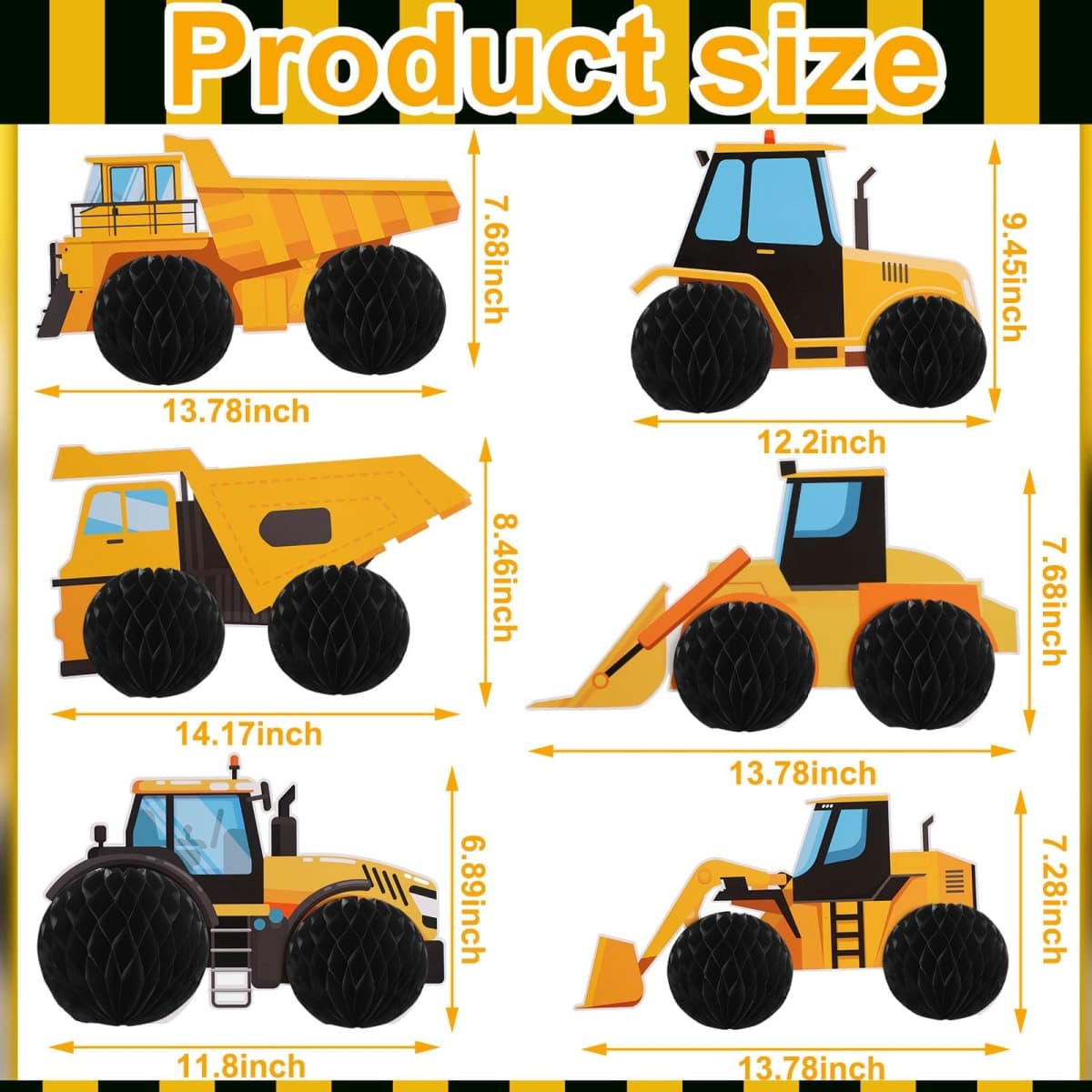 Shappy 6 Pcs Construction Birthday Party Supplies Construction Honeycomb Centerpieces Dump Truck Birthday Decorations Car Honeycomb Centerpieces Table Toppers for Themed Party Favors thumbnail 3