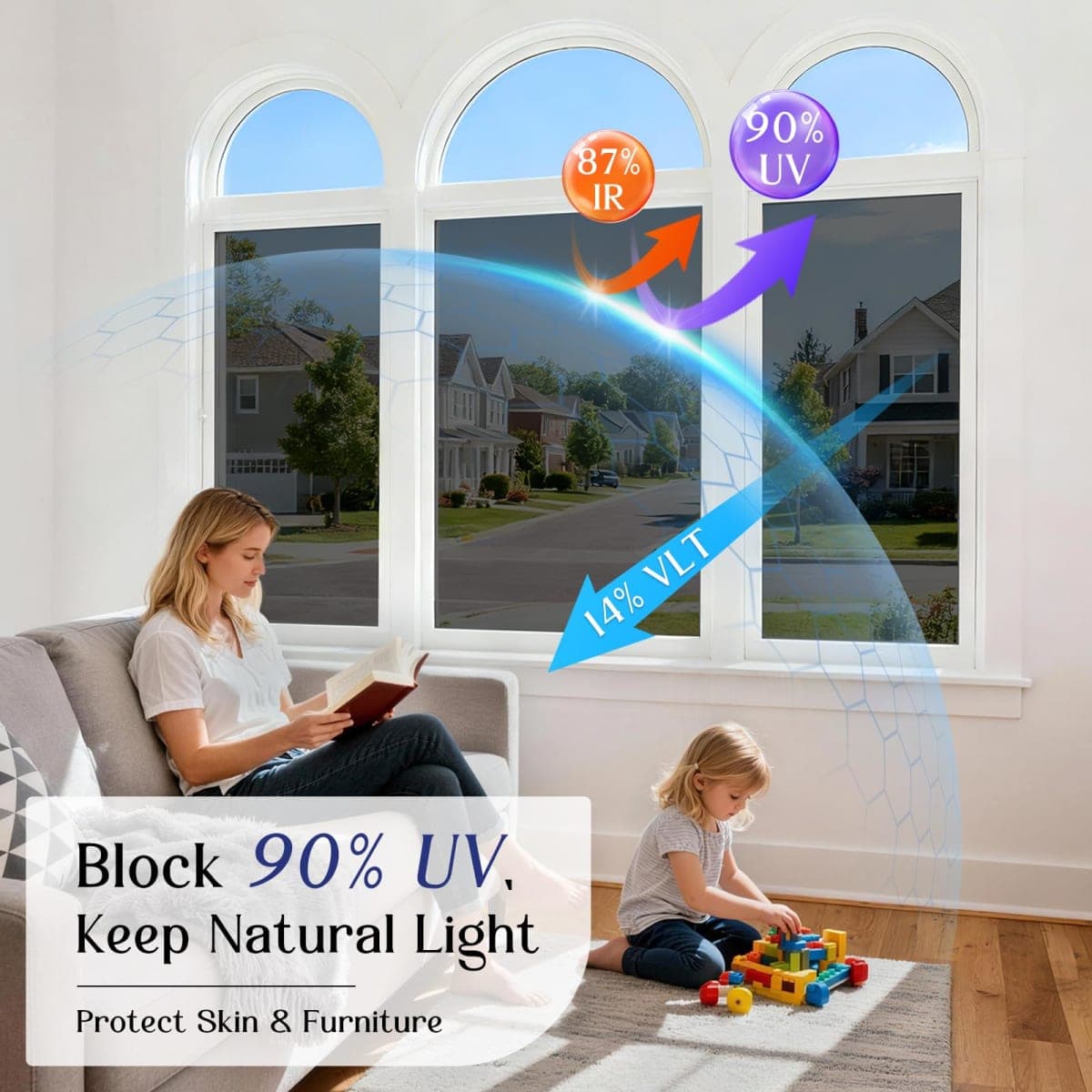 Haton Window Tint for Home One Way Window Film, Black Silver, 17.5" x 78.7" thumbnail 3