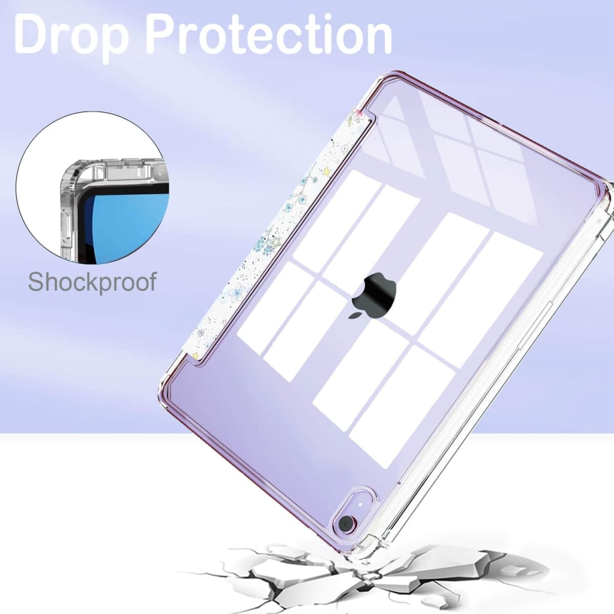 Feams Case for iPad mini 7 A17 Pro 2024/iPad Mini 6 2021, Slim Lightweight Trifold iPad mini 7 A17 Pro Case 8.3 Inch 2024 Clear Back Cover with Pencil Holder & Auto Sleep, Cute Flower thumbnail 3
