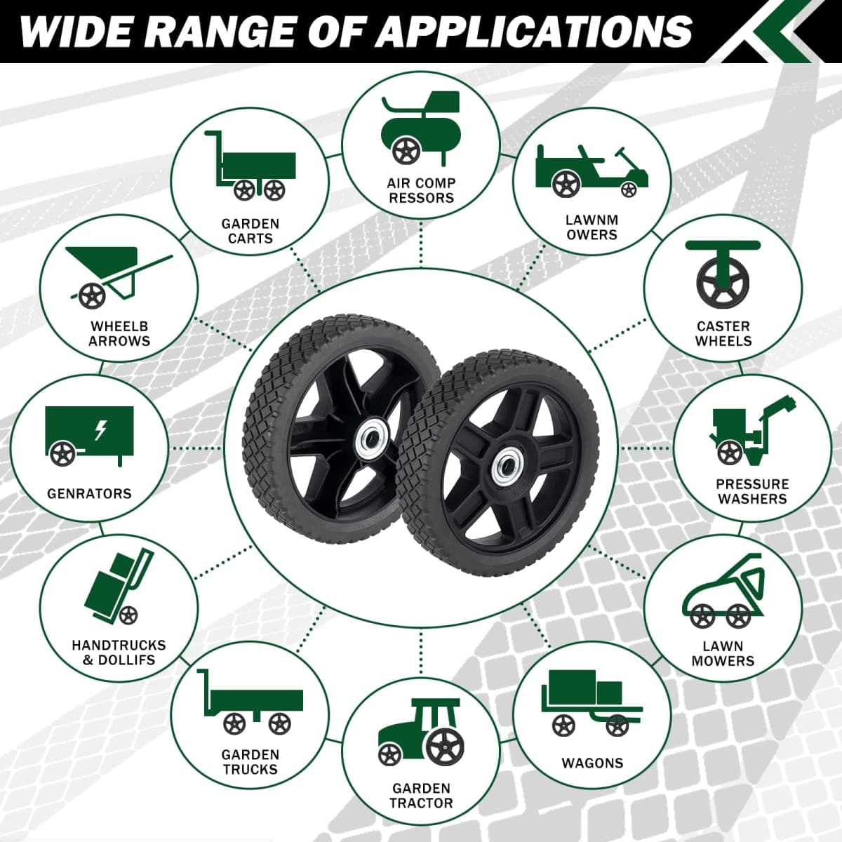 CheeMuii 7 Inch Lawn Mower Wheels 2 Pack 7" Push Mower Wheels with Bolts Gaskets and Lock Nuts Kit Fit for Most Standard push Lawn Mowers/Generator/Garden Tiller/Handtruck thumbnail 4
