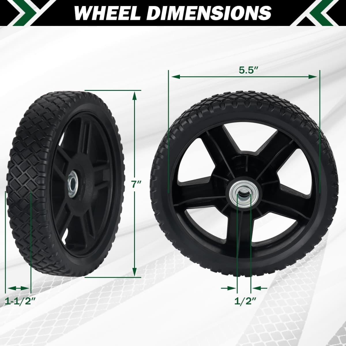 CheeMuii 7 Inch Lawn Mower Wheels 2 Pack 7" Push Mower Wheels with Bolts Gaskets and Lock Nuts Kit Fit for Most Standard push Lawn Mowers/Generator/Garden Tiller/Handtruck thumbnail 5