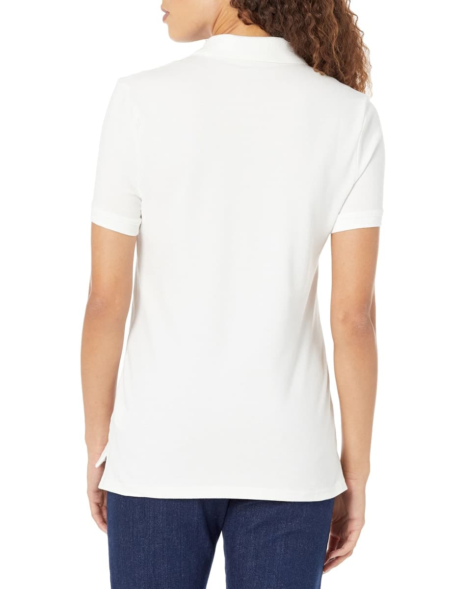 Amazon Essentials Women's Short-Sleeve Polo, White, S thumbnail 2