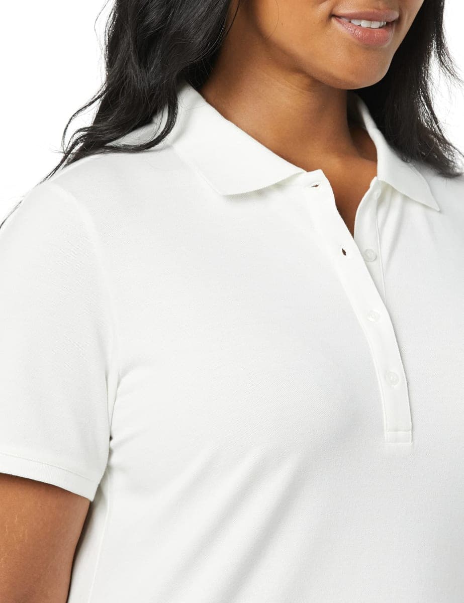 Amazon Essentials Women's Short-Sleeve Polo, White, S thumbnail 5