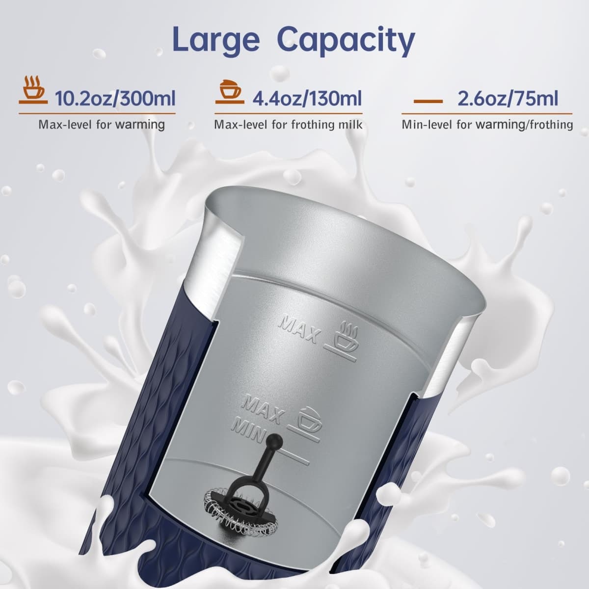 SIMPLETASTE Milk Frother, 4-in-1 Electric Milk Steamer, Automatic Warm and Cold Foam Maker and Milk Warmer for Latte, Cappuccinos, Macchiato thumbnail 4