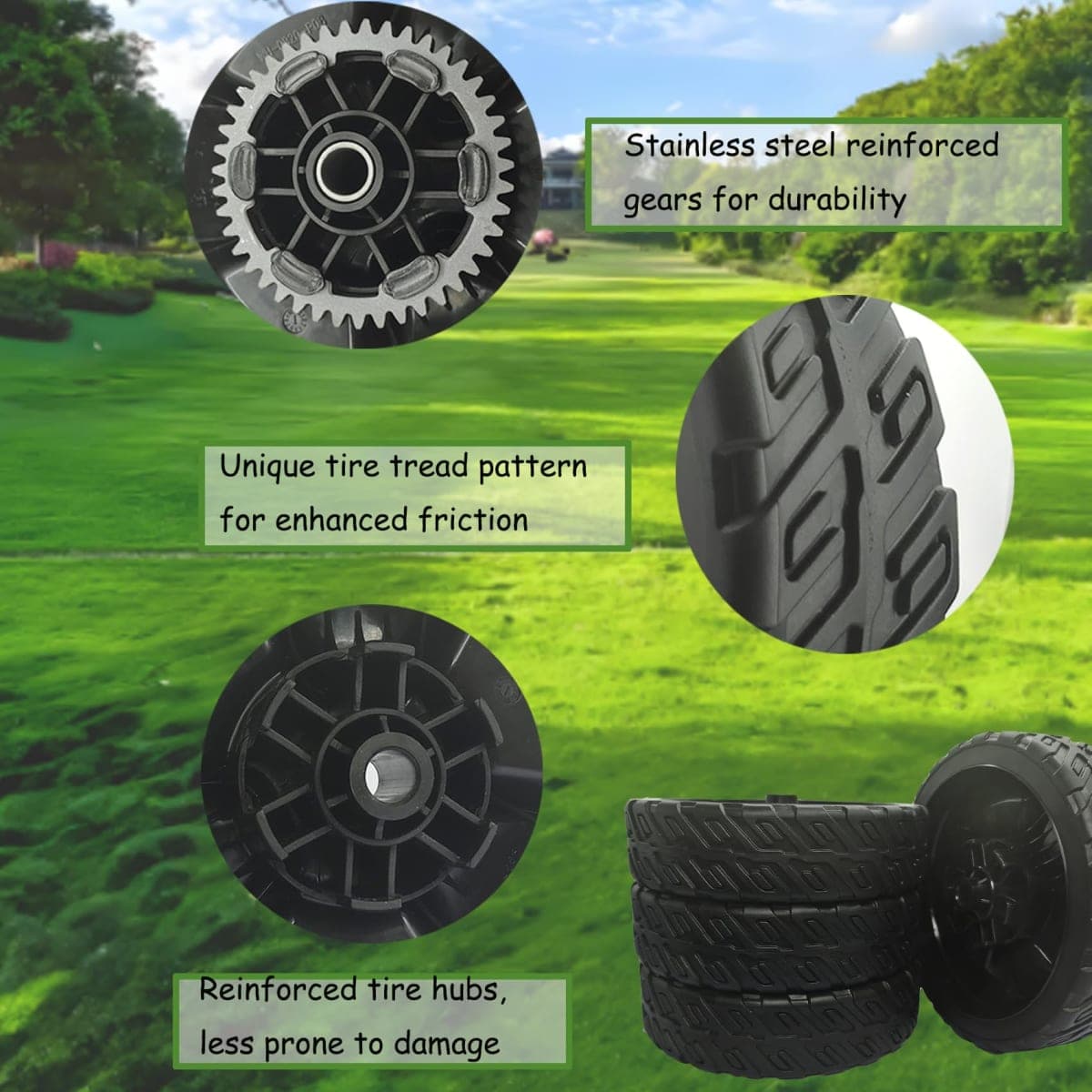 4 Pack Lawn Mower Wheels, Compatible With Honda HRN216 HRN216VKA HRN216VKA, HRN216VKAA Walk Behind Lawn Mower, 2 Rear Wheels 42710-VR8-N00ZA, 2 Front Drive Wheels 44710-VR8-N00ZA, 5 Years Warranty thumbnail 4