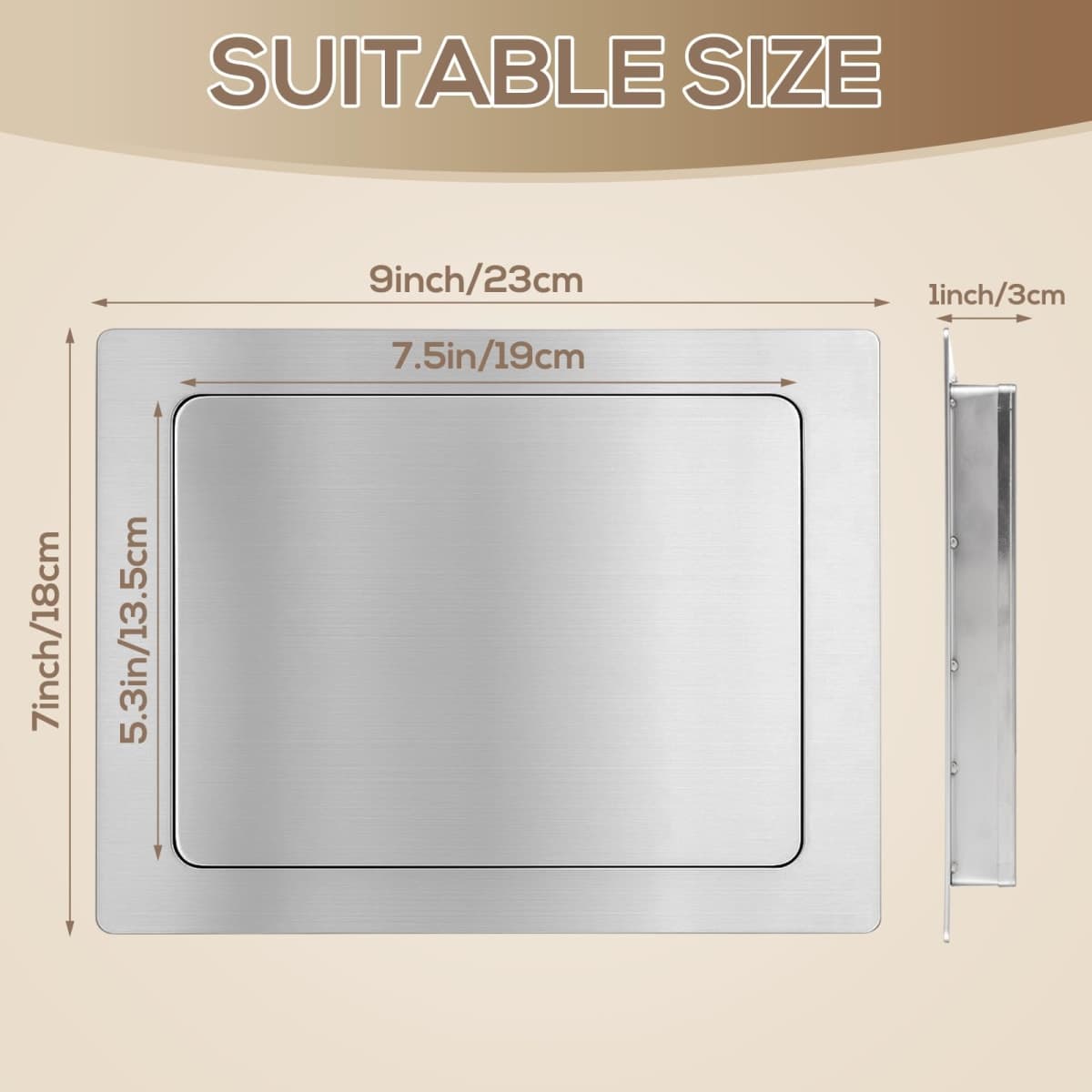 Otoolling 1 Pcs 304 Stainless Steel Trash Chute Lid Replacement, 7" x 9" Side Mounted Trash Chute with Hinged Inward Flip Garbage Bin Lids for Home Bathroom Commercial Cabinet Kitchen (Side-swing Lid) thumbnail 2