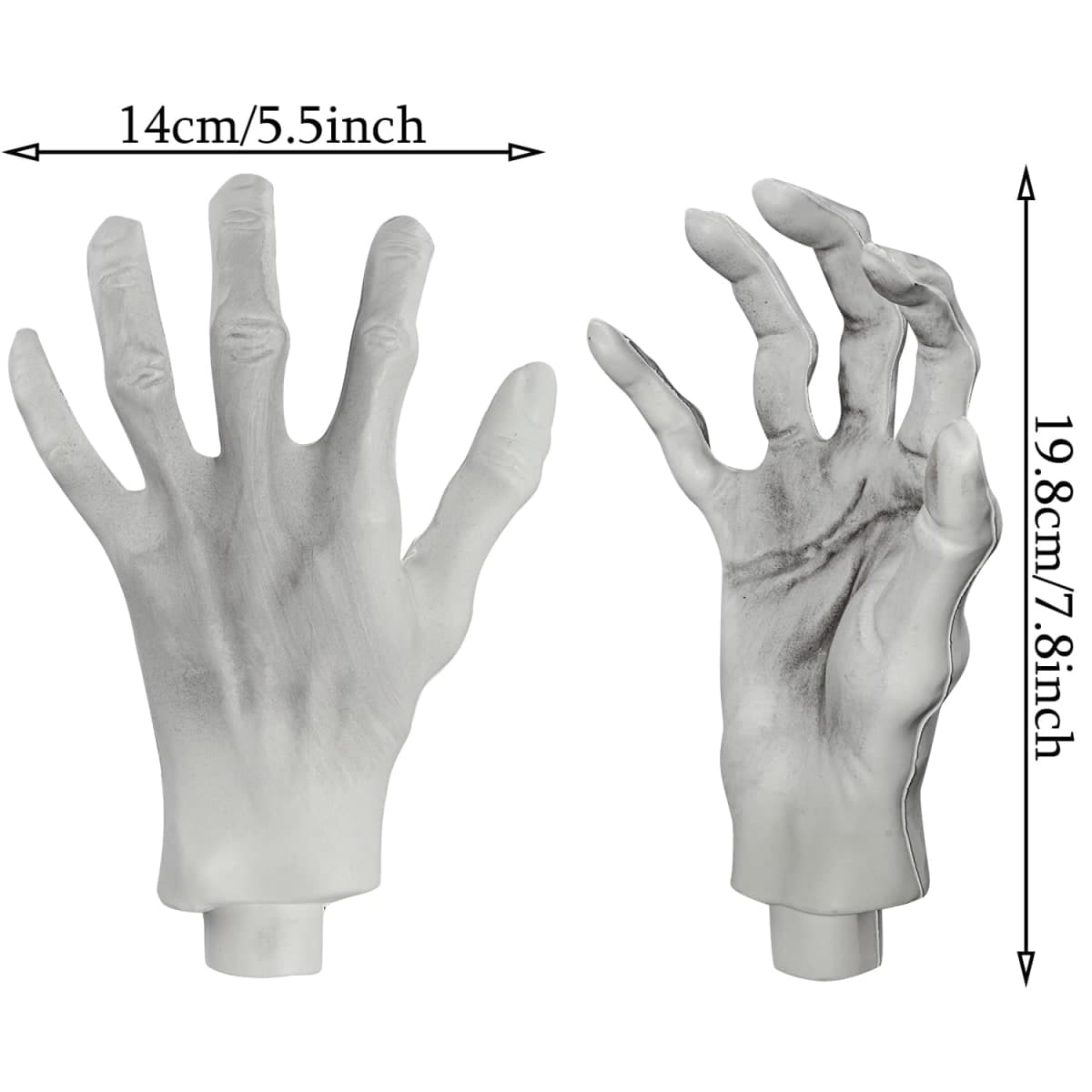 XONOR Halloween Skeleton Hands - Realistic Life Size Severed Fake Plastic Hands for Halloween Props Decoration, (4Pairs) thumbnail 2