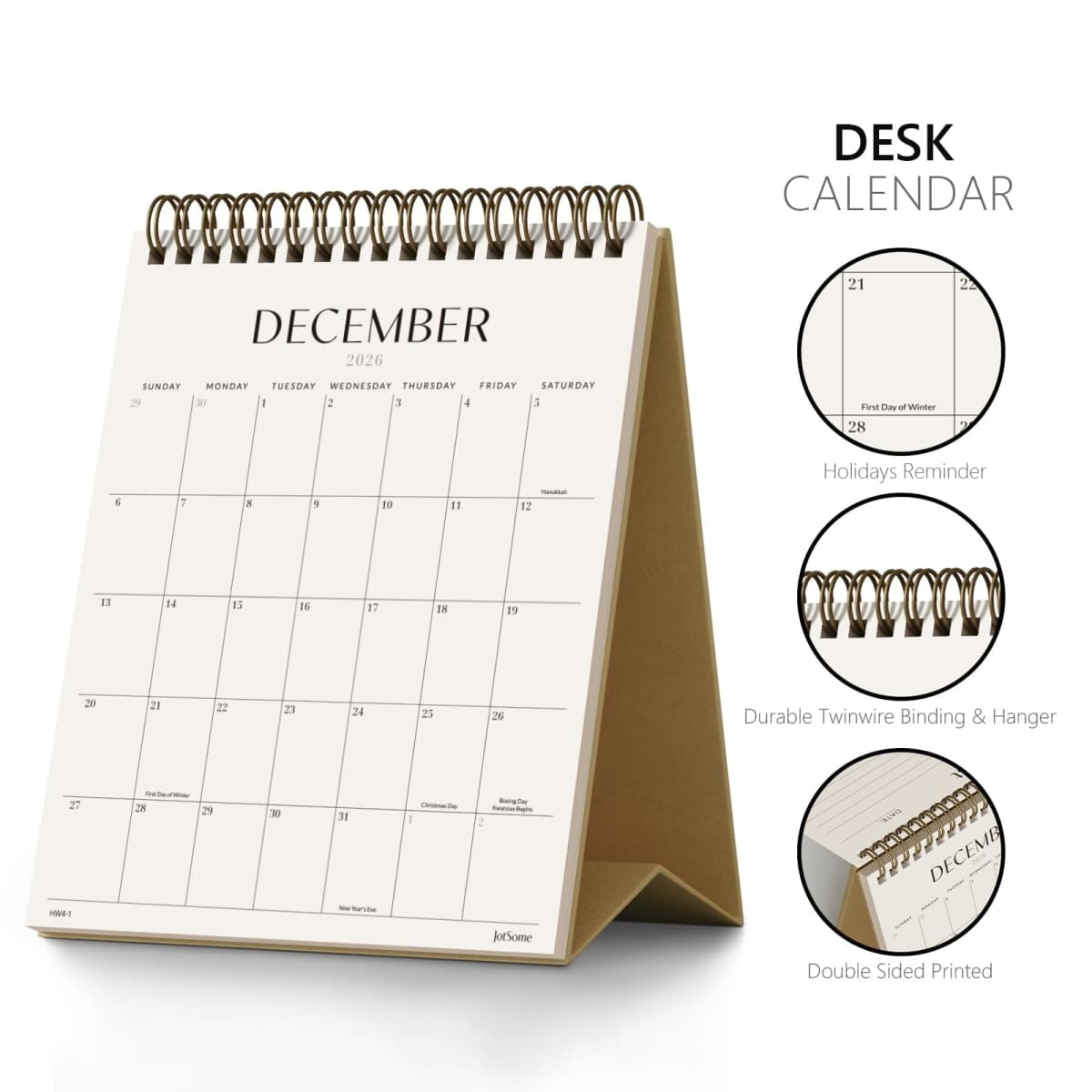 Jotsome Desk Calendar 2026-2027, Small Standing Flip Desktop Calendar From Now to June 2027 for Home and Office, Easy Organizing (Yellow) thumbnail 3