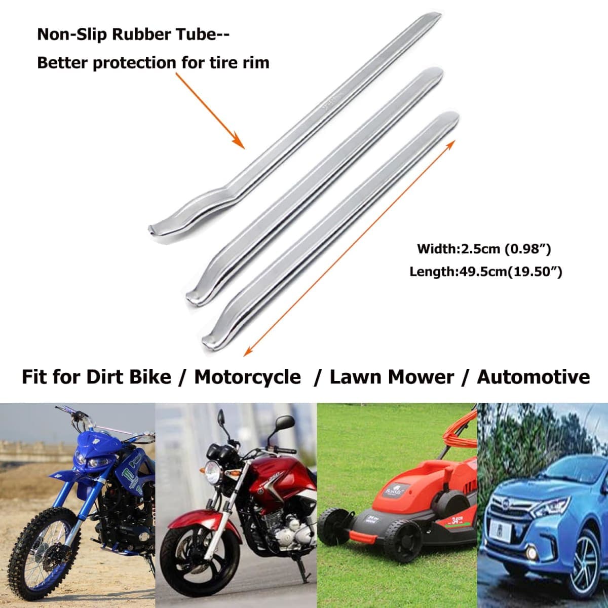 Dr.Roc 3 x 19.5 inch Staight and Curved Tire Irons Tire Levers TR413 Valve Stem Set Tire Tool Motorcycle Dirt Bike Lawn Mower ATV Tire Changing Tool for Tire Charger Machine thumbnail 3