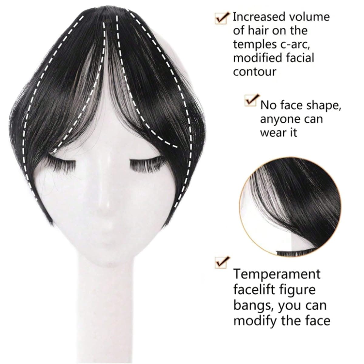 pretelytiti Bangs Hair Clip in Bangs Fringe with Temples Hairpieces for Women Hair Bangs Extension for Daily Wear (6A#) thumbnail 3