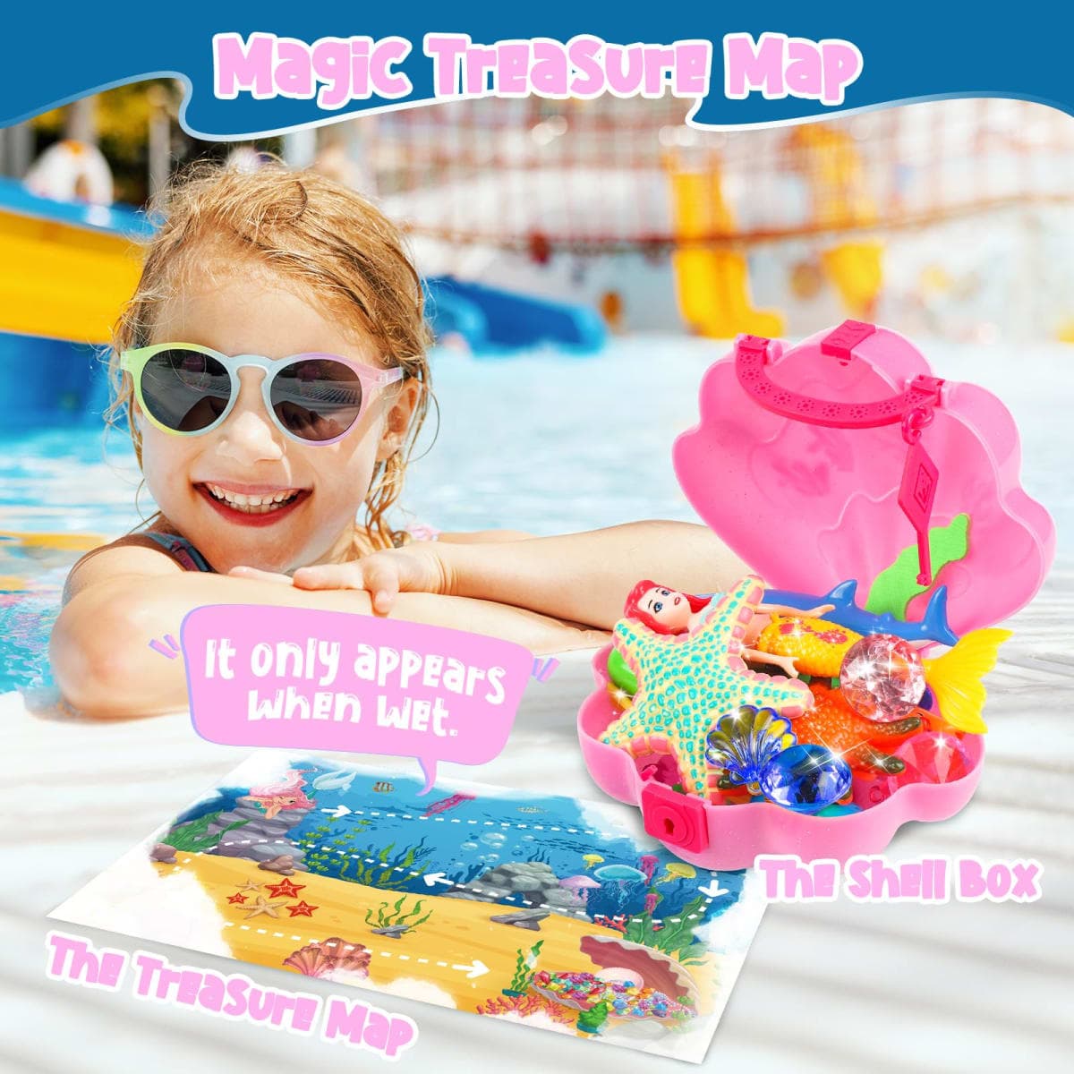 HUUIDY Pool Toys Swimming Diving Toys Set for Kids Upgraded Shell Treasure Chest Pool Mermaid with Storage Bag Pool Game Summer Beach Water Birthday Party Gift (Shell Box) thumbnail 2