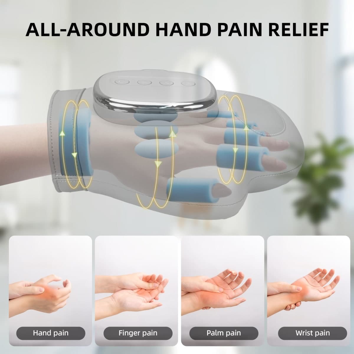 brenzo Hand Massager with Heat and Compression, Cordless, Gray thumbnail 5