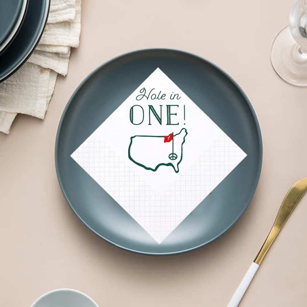 Geloar Golf Cocktail Napkins, 100 Pack Hole in One First Birthday Golf Themed Paper Disposable Cocktail Beverage Napkins for Baby 1st Hole In One Birthday Decorations 2-Ply, 5x5 Inches (Hole in One) thumbnail 5