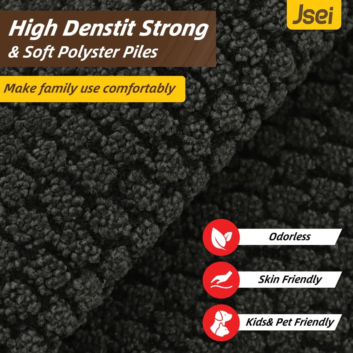 JSEI Door Mat for Entrance, TPR Non-Slip Backing, 32"x48", Dark Grey thumbnail 4