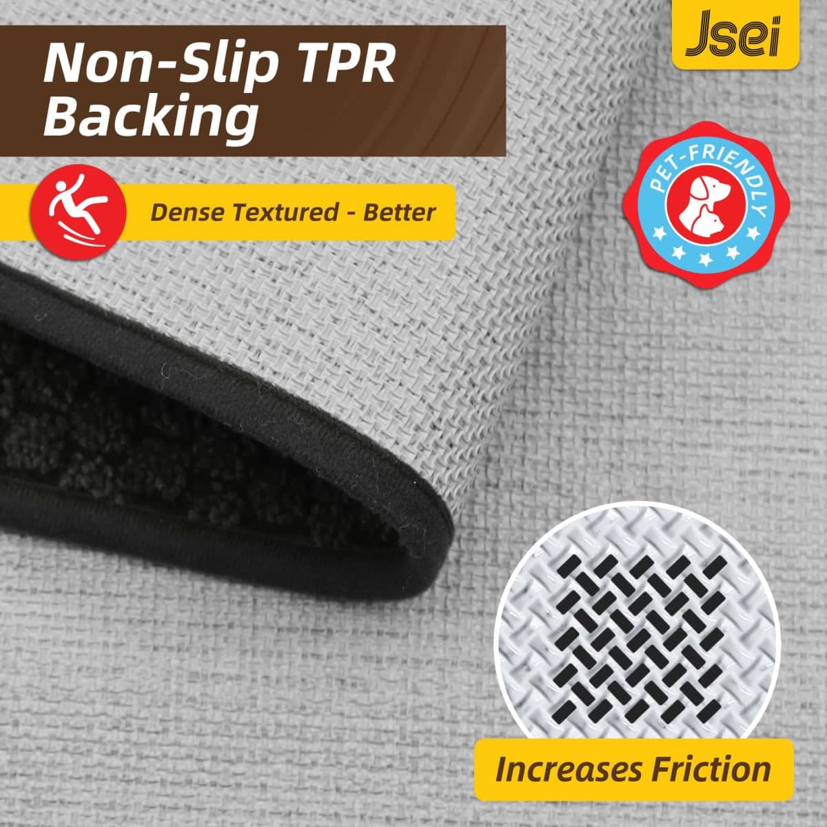 JSEI Door Mat for Entrance, TPR Non-Slip Backing, 32"x48", Dark Grey thumbnail 5