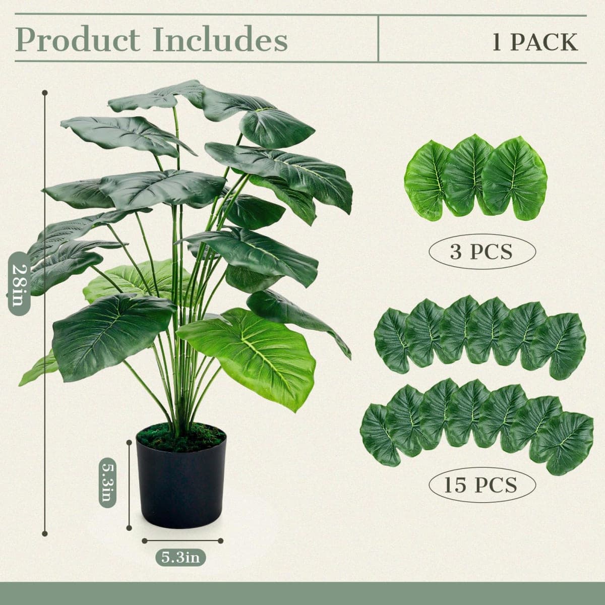 Der Rose 28'' Fake Plants Large Artificial Tropical Faux Plants Indoor Tall for Room Home Bathroom Farmhouse Outdoor Decor thumbnail 3