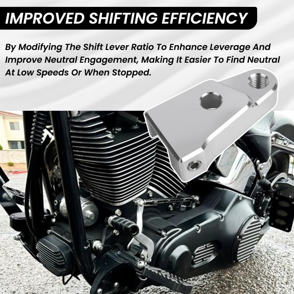 Motorcycle EZ Shift Neutral Gear Assist Compatible with 2000-2017 Harley Touring Twin Cam Road Glide, Road King, Street Glide, Electra Glide, Dyna and Softail Easy Auxiliary Bracket Mount (Silver) thumbnail 3