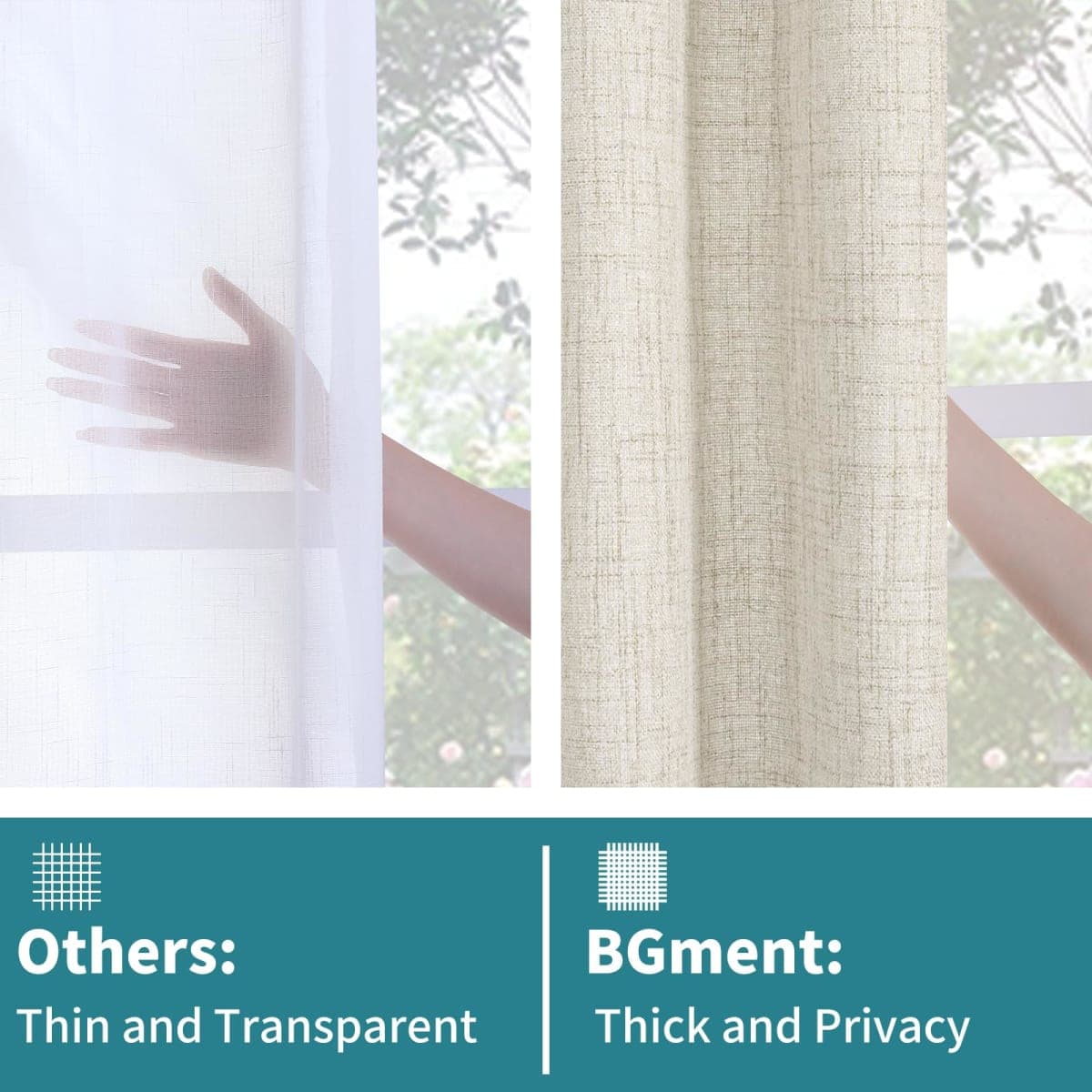 BGment Linen Curtains 63 Inch Length 2 Panels for Window, Rod Pocket Textured Drapes Light Filtering for Bedroom Living Room Office Bathroom Back Tab Lightweight, 52 X 63 Inch thumbnail 5