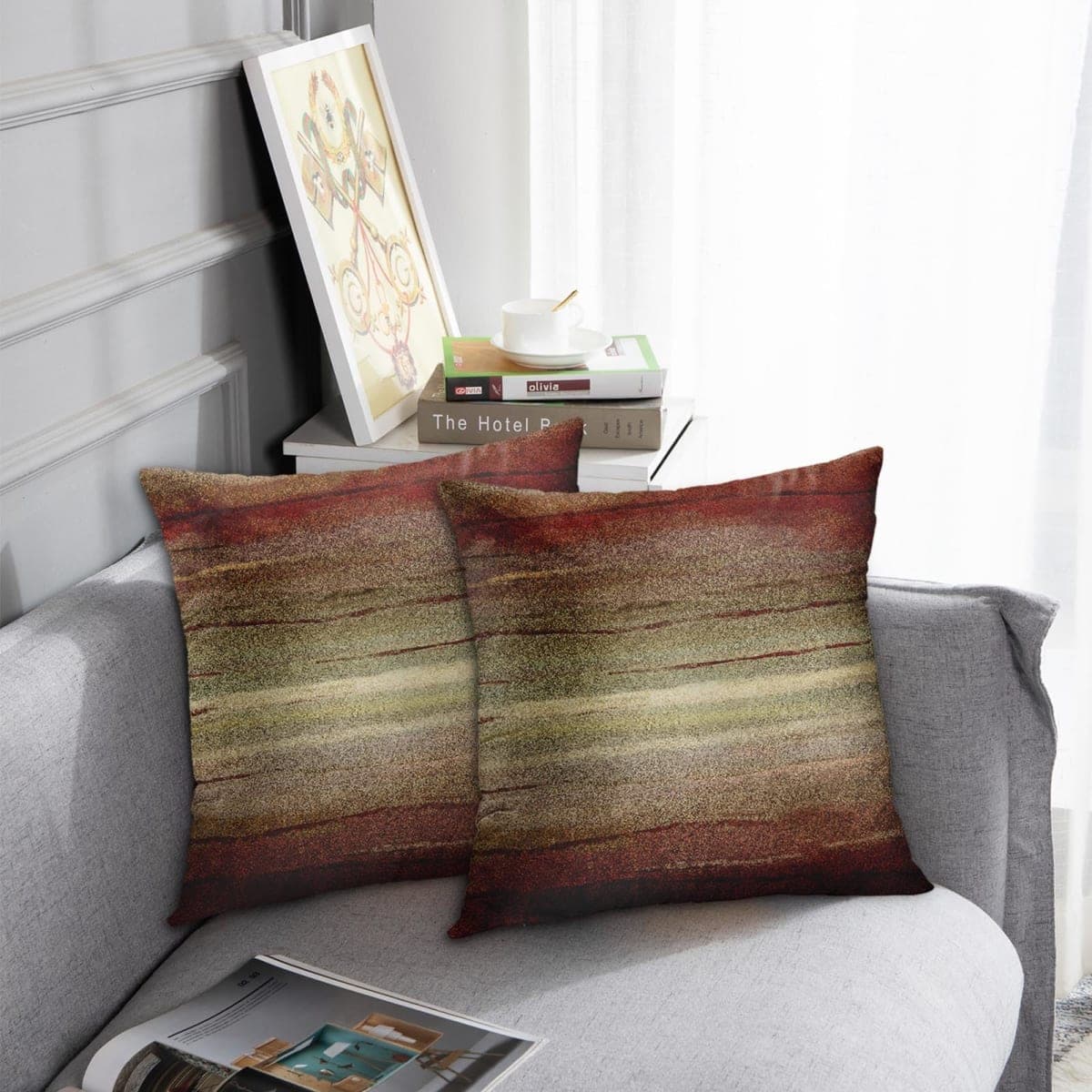 Emvency Set of 2 Throw Pillow Cover Western Tribal Geometric Brown Southwest Decorative Pillow Case Home Decor Square 16 x 16 Inch Pillowcase thumbnail 3