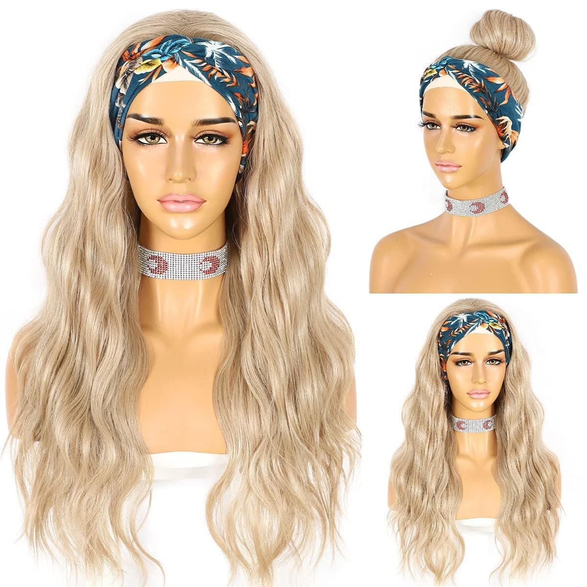 Sapphirewigs Glueless Headband Wig Loose Body Wavy Synthetic Hair Wigs for Black Women Wave None Lace Front Wigs Bright Brown Color Machine Made Wigs 150% Density 26inch — image 1