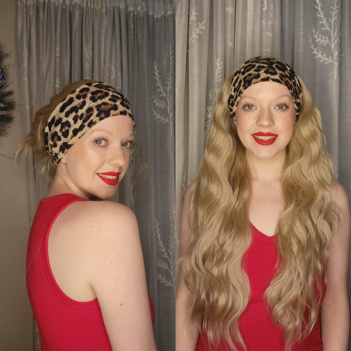 Sapphirewigs Glueless Headband Wig Loose Body Wavy Synthetic Hair Wigs for Black Women Wave None Lace Front Wigs Bright Brown Color Machine Made Wigs 150% Density 26inch thumbnail 2
