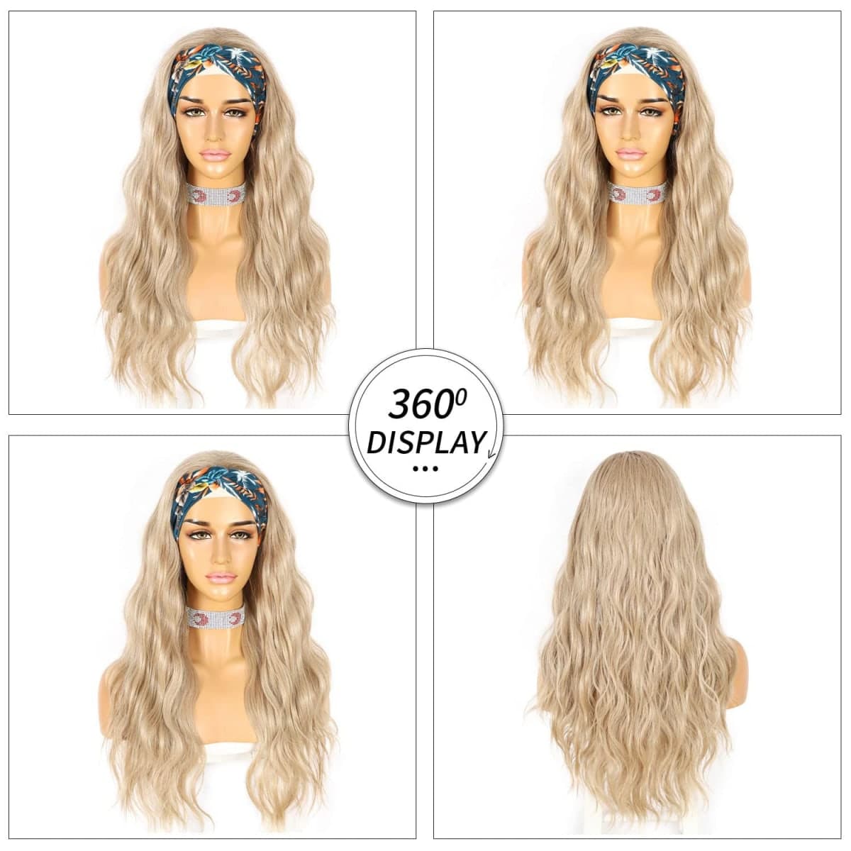 Sapphirewigs Glueless Headband Wig Loose Body Wavy Synthetic Hair Wigs for Black Women Wave None Lace Front Wigs Bright Brown Color Machine Made Wigs 150% Density 26inch thumbnail 3