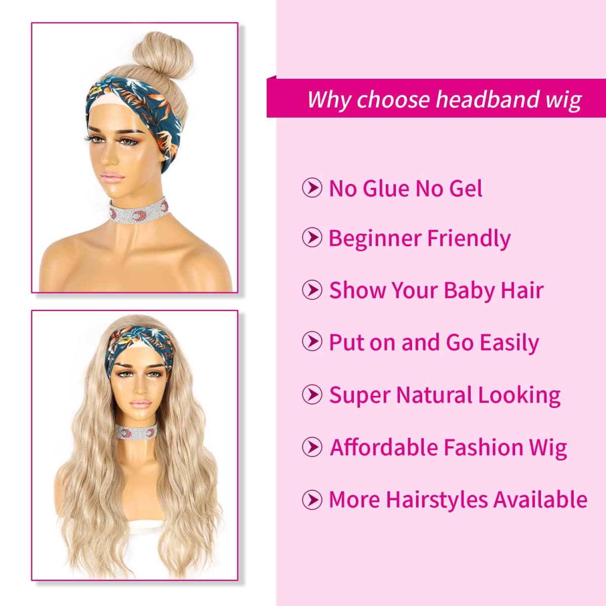Sapphirewigs Glueless Headband Wig Loose Body Wavy Synthetic Hair Wigs for Black Women Wave None Lace Front Wigs Bright Brown Color Machine Made Wigs 150% Density 26inch thumbnail 4