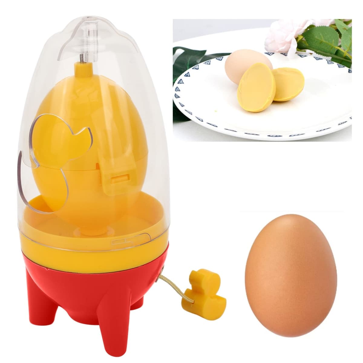Alvinlite Egg Scrambler Shaker, Egg Thrower, Portable Golden Egg Maker, Manual Egg Shaker, Egg Spinner Scrambler, Egg White and Egg Yolk Spin Mixer with Pull Rope(Red) thumbnail 4