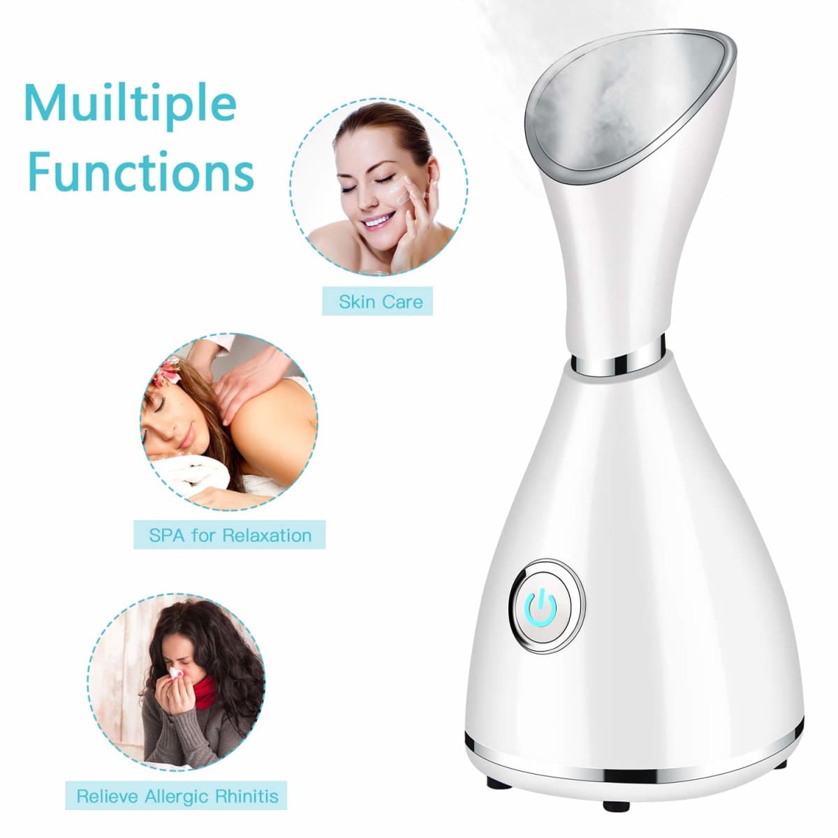 Totexil Facial Steamer for Facial Deep Cleaning, Moisturize, Unclog Pores, Face Spa, Nano Ionic Humidifier, Home Facial Warm Mist Face Steamer with Blackhead Removal Kit, Brush, Hair Band thumbnail 5