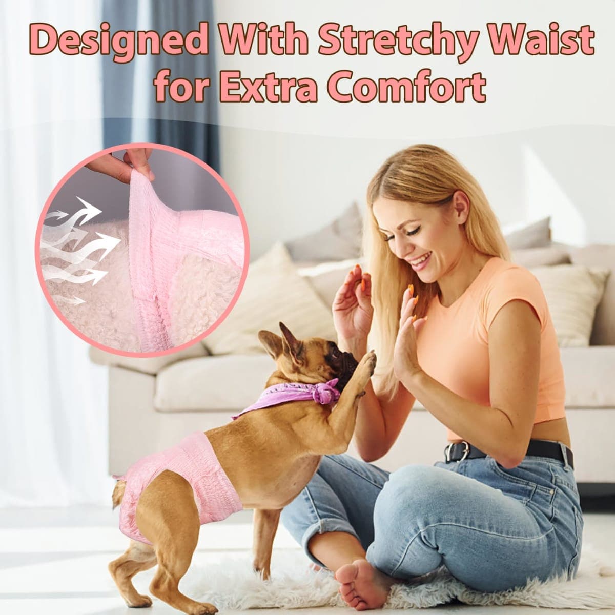 Ambreview Disposable Dog Diapers Female, Just Pull It Up, Doggie Diapers for Female Dogs, Strong Absorbency | Leak Proof, for Dogs in Heat | Elderly | Disabled, S 30 PCS thumbnail 3