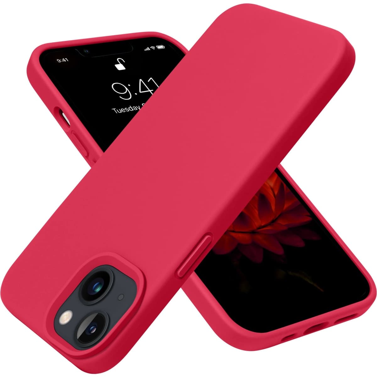 OTOFLY Designed for iPhone 13 Case, Silicone Shockproof Slim Thin Phone Case for iPhone 13 6.1 inch Red — image 1